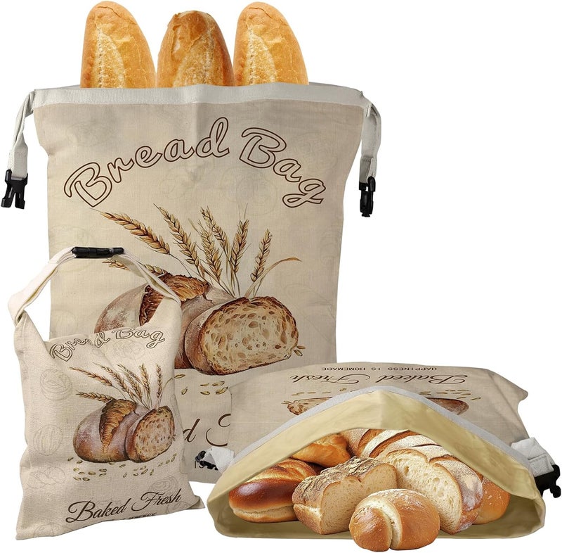 fufeisi Beeswax Bread Bags for Sourdough, 3 Pack Reusable Bread Bag for Storage - XL 17x13 Inch and 10x8 Inch, Large Linen Bags for Homemade Sourdough - Keep Fresh, Freezer Safe - Image 1